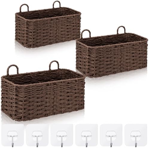 3 Pcs Wall Hanging Baskets, Paper Cord by Ferrochef