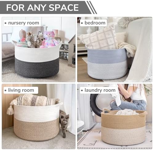 INDRESSME XXXLarge Woven Rope Blanket Basket Living Room - Image 5
