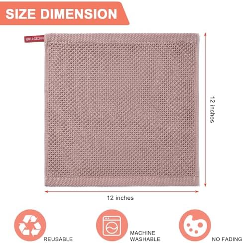 Kitchen Towels 8-Pack Kitchen Dish Cloths, 100% Cotton, 12x12 In - Image 2