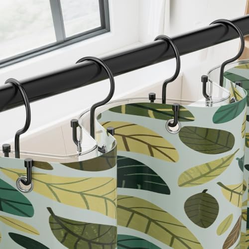 OEH Shower Curtain Hooks, Durable Black Shower Curtain Hooks Rust Proof - Image 2