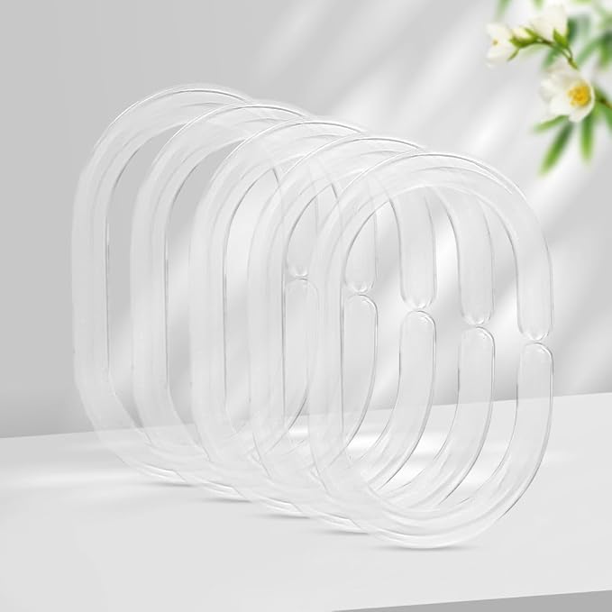 Resze 48 PCS Shower Curtain Rings, Plastic Clear Shower Curtain Hooks, C-Shaped - Image 4