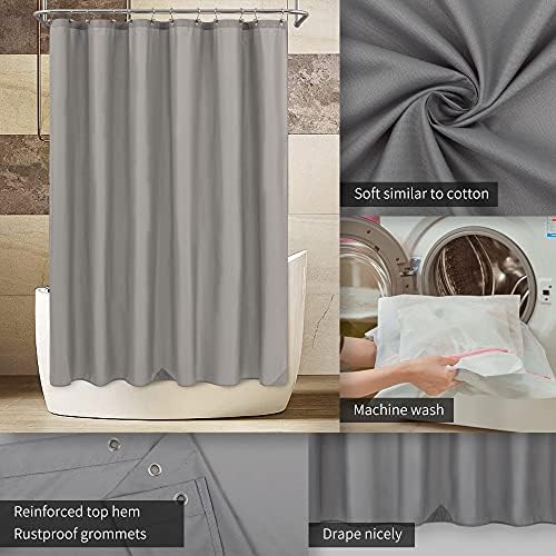 ALYVIA SPRING 72x74 Long Waterproof Fabric Shower Curtain or Liner Grey - Image 3