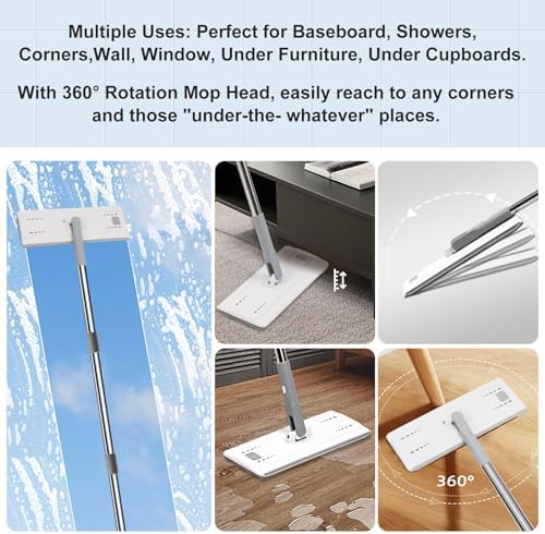 Flat Mop and Bucket with Wringer Set, Hands-Free, 3 Mop Pads - Image 6
