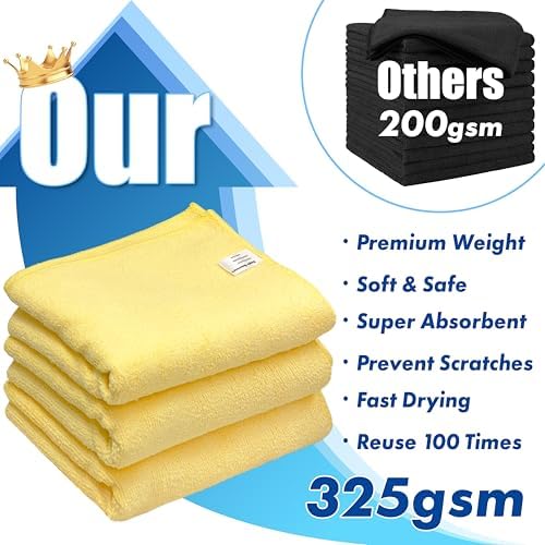 Simple Houseware 16" x 24" Microfiber Cleaning Towels, Heavy Duty 3 Pack - Image 3