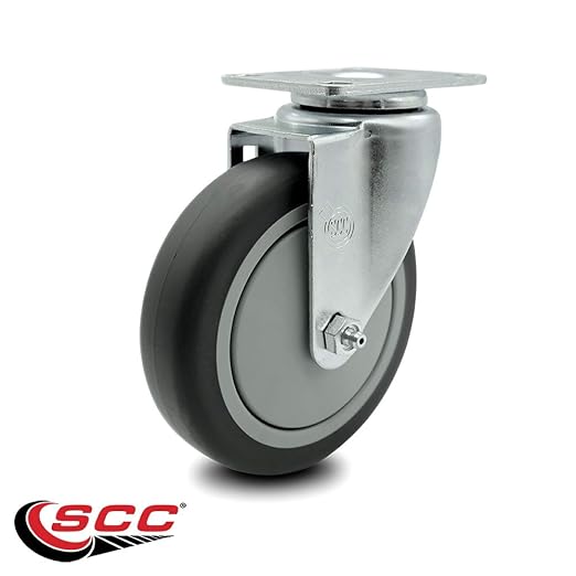 Service Caster Brand Replacement Caster for Uline Caster H-5538S - Swivel Top Plate Caster with 5 Inch Thermoplastic Rubber Wheel - Fits Carts, Dollies and Poly Box Trucks H-4287
