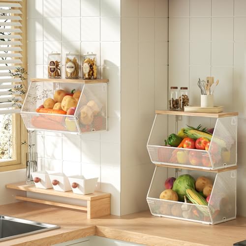 3-Pack Stackable Wire Basket by Litwaro