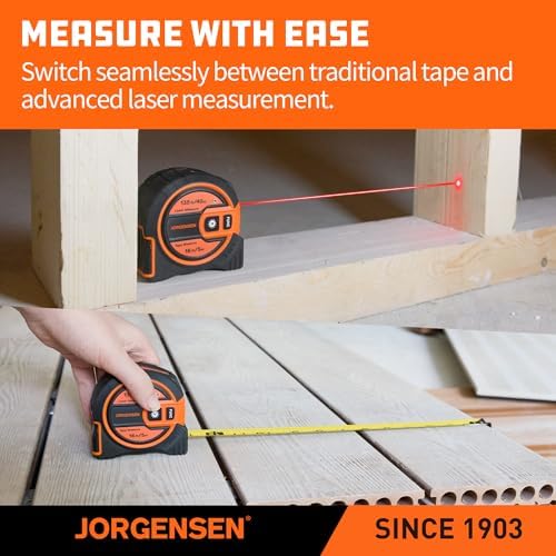 JORGENSEN 2-in-1 Laser Tape Measure, 135Ft Measuring Laser &16Ft Tape - Image 3