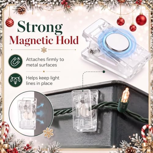 Yalikop 100 Pack Magnetic Christmas Light Clips Bulk Extra Strong Magnetic - Image 3