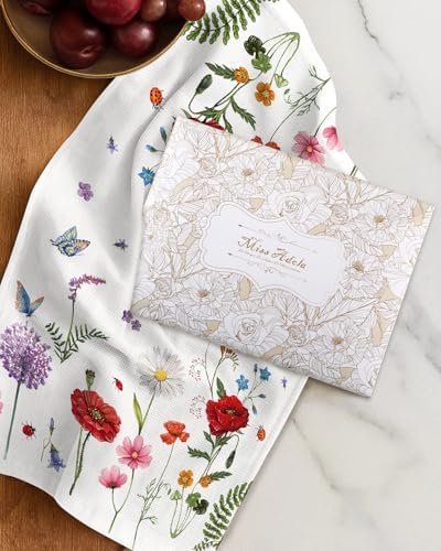 Miss Adola 2pcs Cotton Waffle Kitchen Towels, Wildflower - Image 6