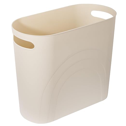 rejomiik Small Bathroom Trash Can, 3.5 Gallon Slim Garbage Can, Cream | Plastic by rejomiik