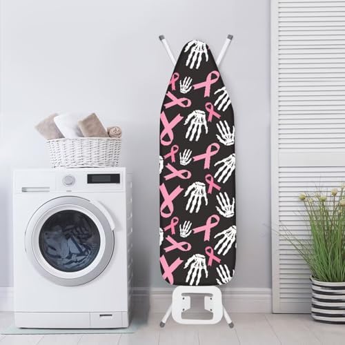 Skeleton Hand Pink Ribbon Ironing Board Cover, Breast Cancer Awareness - Image 3