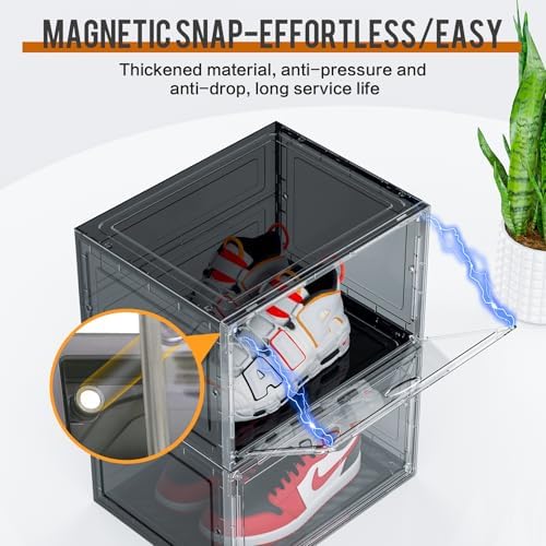 KEFA XL Shoe Storage Box Organizer, 8 Pack Shoe Boxes Clear Plastic Stackable - Image 5
