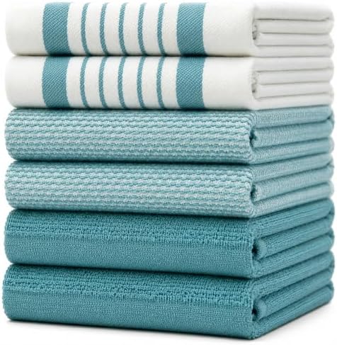 Premium Kitchen Towels 6 Pack 100% Cotton by BumbleTowels