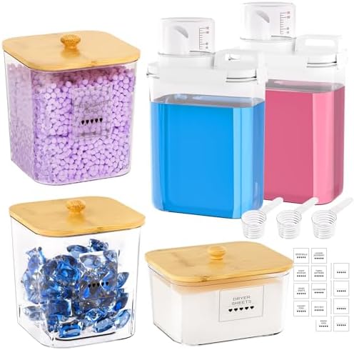 Homde Clear Laundry Detergent Dispenser: Reusable 3+2 Pack by Homde