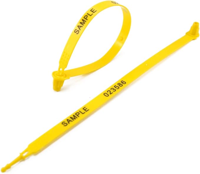 500 pcs Tamper Poof Security Tags Numbered Plastic Security Seal Self-Locking Tite-Lock Truck Door Seal Dispsable Shipping Seals for Contaniner Tractor Boxes(Yellow)