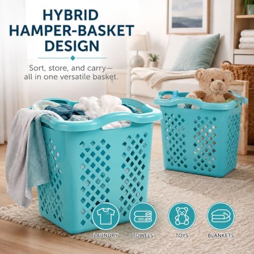 Teal Laundry Basket Set of 2 - Image 7