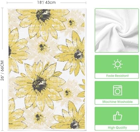 Artoid Mode Yellow Floral Leaves Boho Kitchen Towels Dish Towels, 18x26 Inch - Image 6