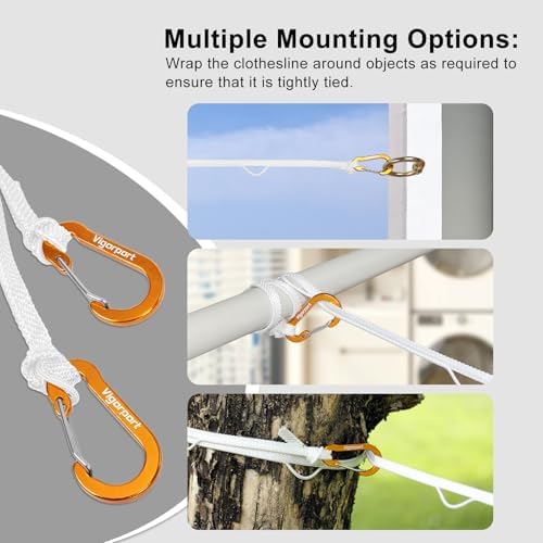 Vigorport Portable Travel Clothesline, Windproof Clothesline - Image 3