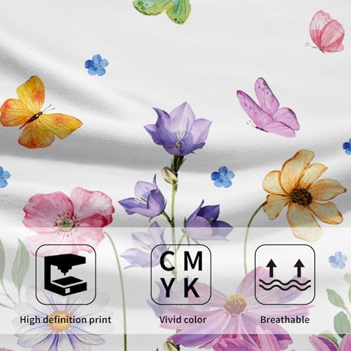 Wildflower Kitchen Towels 14"x28" Set of 2 Watercolor Floral Hand Bath Towel - Image 3