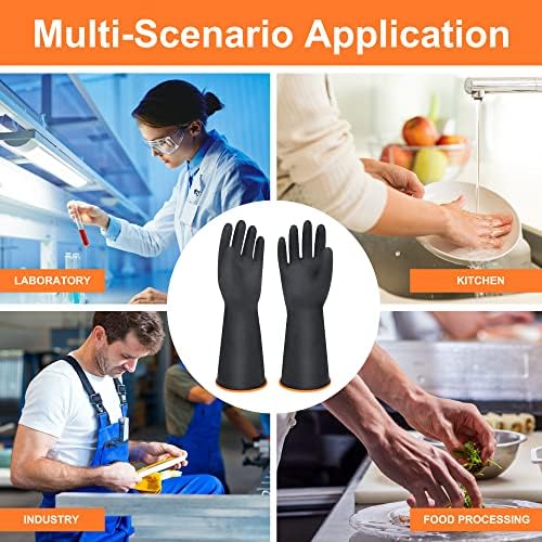 14" XL Size Latex Chemical Resistant Gloves, Reusable Heavy Duty Long Rubber - Image 5