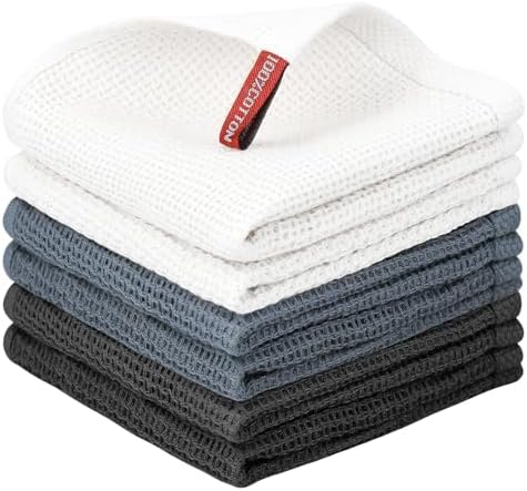 Nialnant 6 Pack Kitchen Towels, 100% Cotton, 12x12 Inches by Nialnant