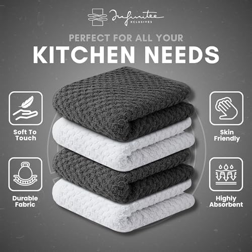 Infinitee Xclusives Premium Dish Cloth 100% Cotton 12 x 12 Inches |Pack of 4| - Image 5