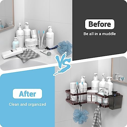 AKTECKE Shower Caddy Corner Organizer: 2Pack Adhesive Shower Shelf Essentials - Image 6