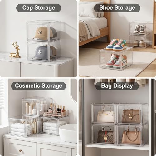 Clear Shoe Storage Boxes 9 Pack, Stackable Bins - Image 6