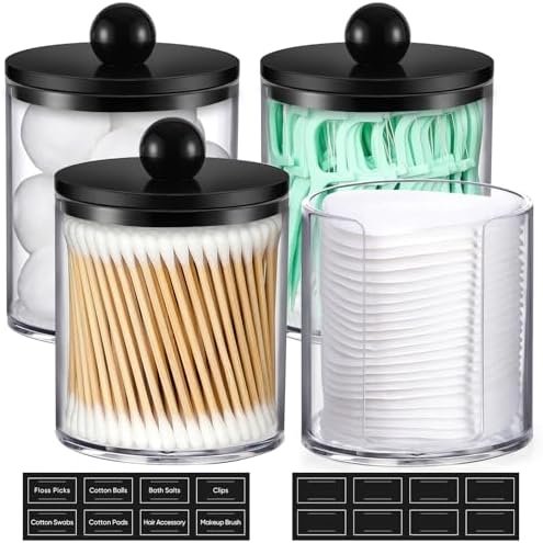 4 Pcs, Acrylic Qtip Holder Dispenser by AOZITA
