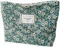Floral Makeup Bags for Women, Large Canvas Cosmetic Pouch for Purse by SxoSyo