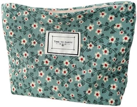 Floral Makeup Bags for Women, Large Canvas Cosmetic Pouch for Purse by SxoSyo
