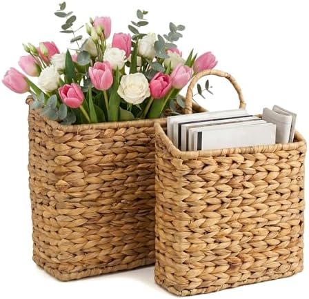 2-Pack Wicker Hanging Baskets for Storage and Decor by Nicestand