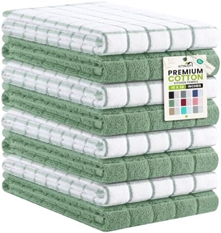 Kitinjoy Premium Kitchen Towels, Large 100% Cotton Terry 390 GSM Kitchen Hand by Kitinjoy