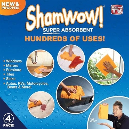 ShamWow Shammy Cloth 4-Pack, Super Absorbent Chamois Towel - Image 4