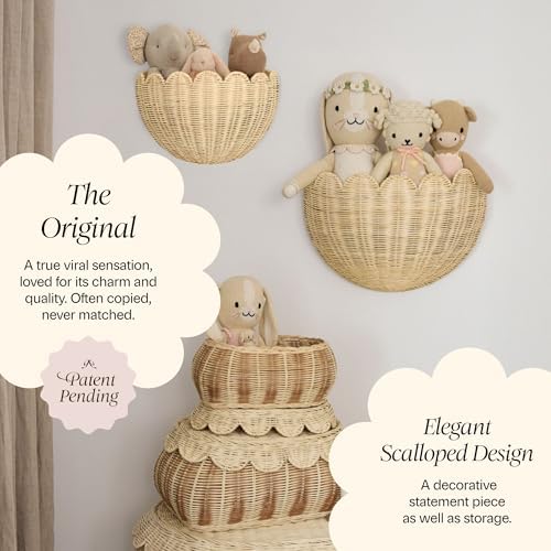 BEBE BASK The Original Scalloped Wicker Wall Basket – Set of 2 - Image 3