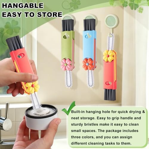3 in 1 Cup Lid Gap Cleaning Brush, Portable Small Brush Red Green Blue - Image 5