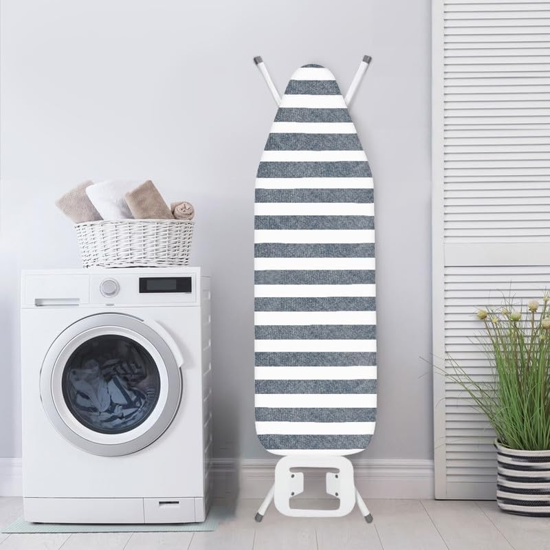 Gray White Stripes Ironing Board Cover Nordic Style Classic Striped Polyester - Image 4