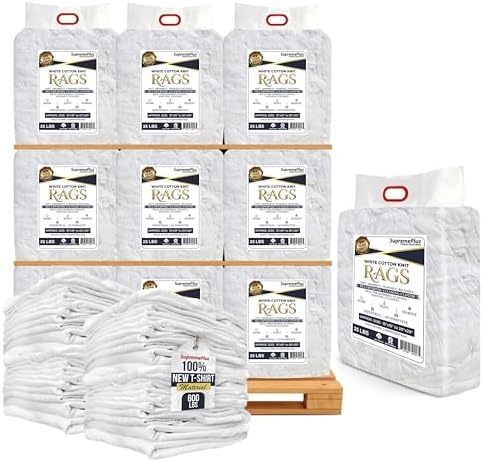 Premium New White Cotton Knit T-Shirt Rags by SupremePlus