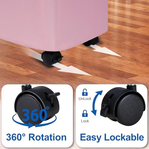 Slim Laundry Hamper with Wheels, 15 Gal Rolling Laundry Basket with lid and - Image 4