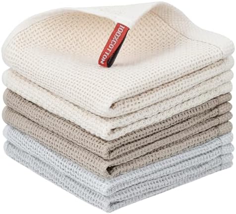 Nialnant 6 Pack Dish Rags, 100% Cotton, 12x12 Inch by Nialnant