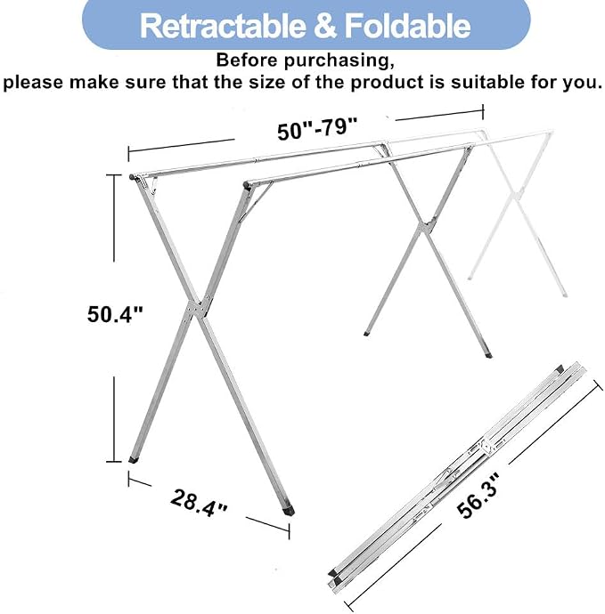 2026 Premium Stainless Steel Clothes Drying Racks, Foldable and Adjustable - Image 2