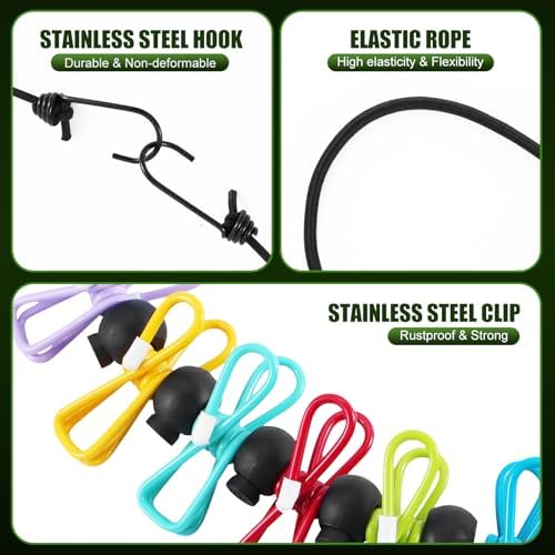 2 Pack Camping Clothesline Portable 12 Clothespins - Image 2