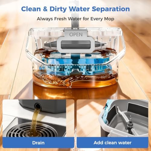 Spin Mop and Bucket Set with Wringer, Floor Mop System - Image 4