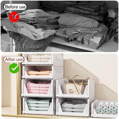 CTSNSLH 8 Pack Closet Organizers Stackable Storage Box - Image 4