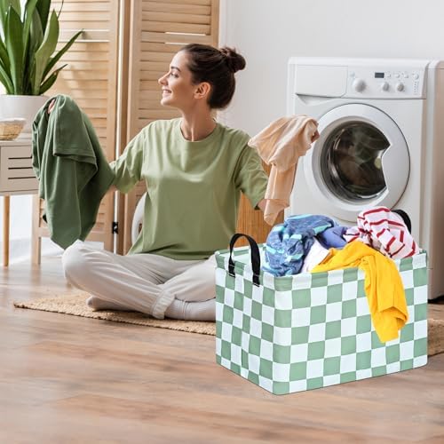 MAIZMZ Sage Checkered Storage Basket Baby Toys Organizer Bins Decorative Gifts - Image 4