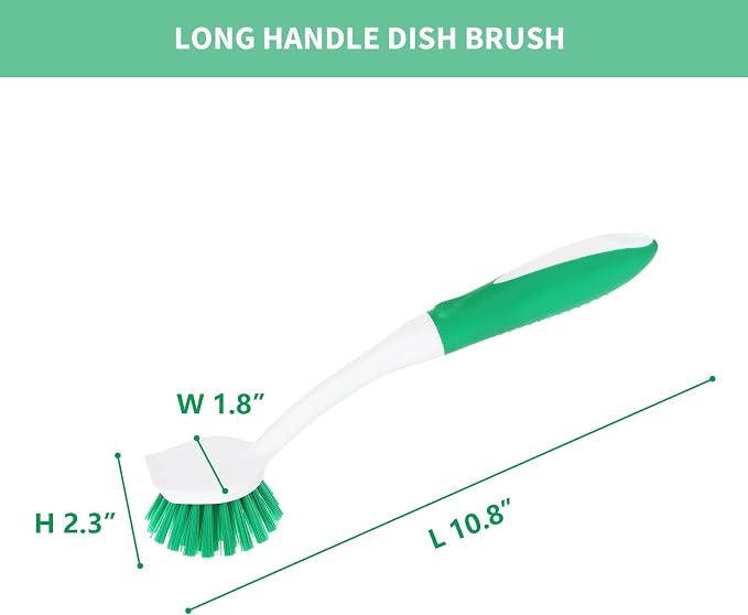 Dish Brush with Handle, 2 Pack Scrub Brushes - Image 7