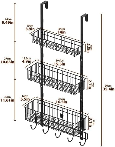 YBING Over The Door Organizer, 3 Tier Back Door Hanger Baskets - Image 7
