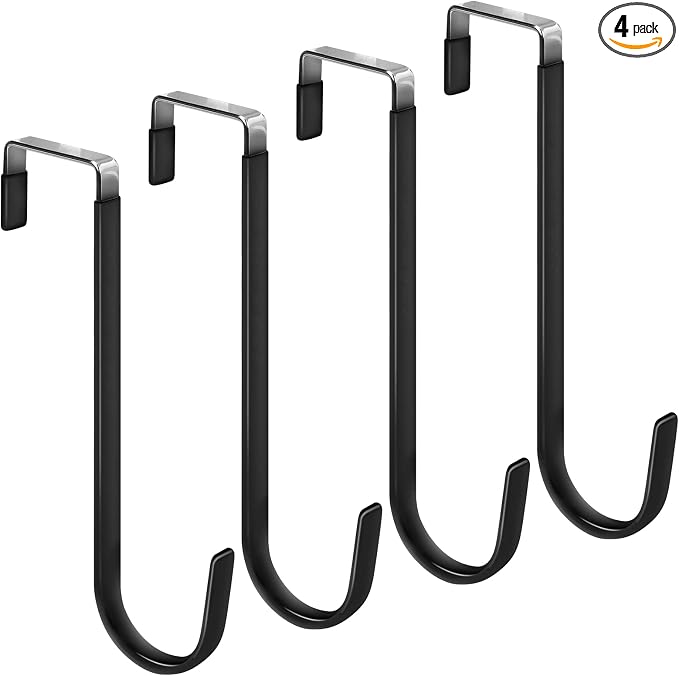 FYY Over the Door Hooks, Single-Hanger 4 Pack, Fits Doors 1.6" Black | Heavy by FYY