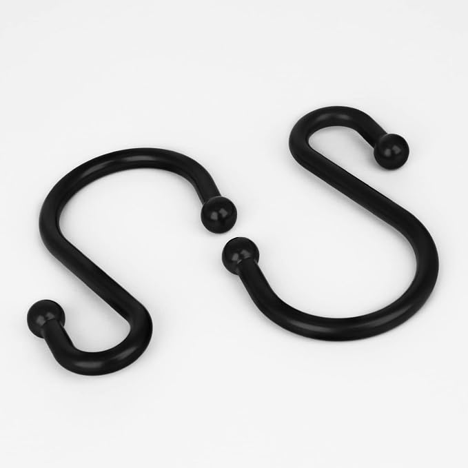 Black Decorative Shower Curtain Hooks 5mm Metal Wire 12PCS S Hooks Shower - Image 3
