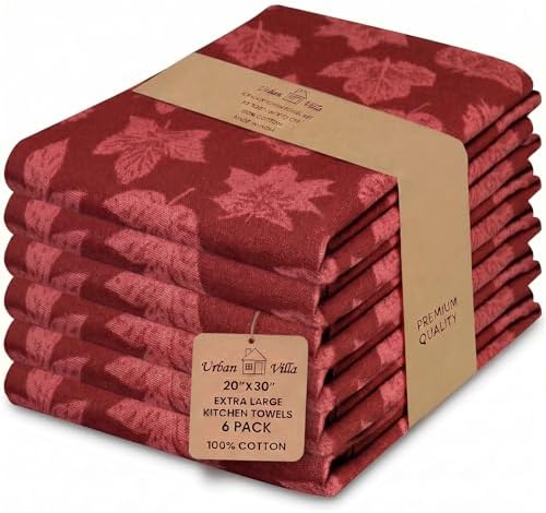 Urban Villa KitchenTowels Cotton DishTowels 20”x30” Harvest Leaf by CottonTrends